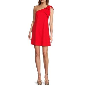 Antonio Melani NWT Linen Blend One Shoulder Bow Sleeveless Shift Mini Size 12